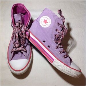Converse All Star Junior's Purple Double Tongue High Tops  SIZE 6